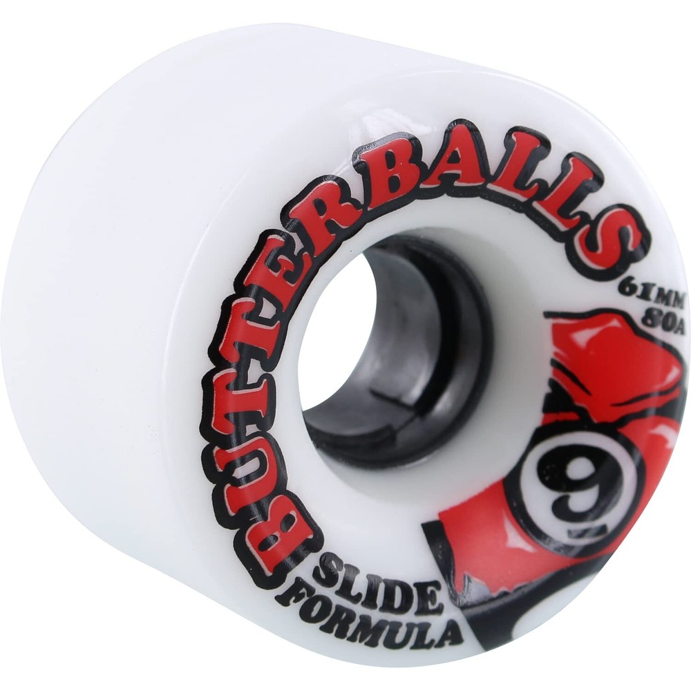 Sector 9 Slide Butterballs 61mm 80a White Red/Black Longboard Wheels (Set of 4)