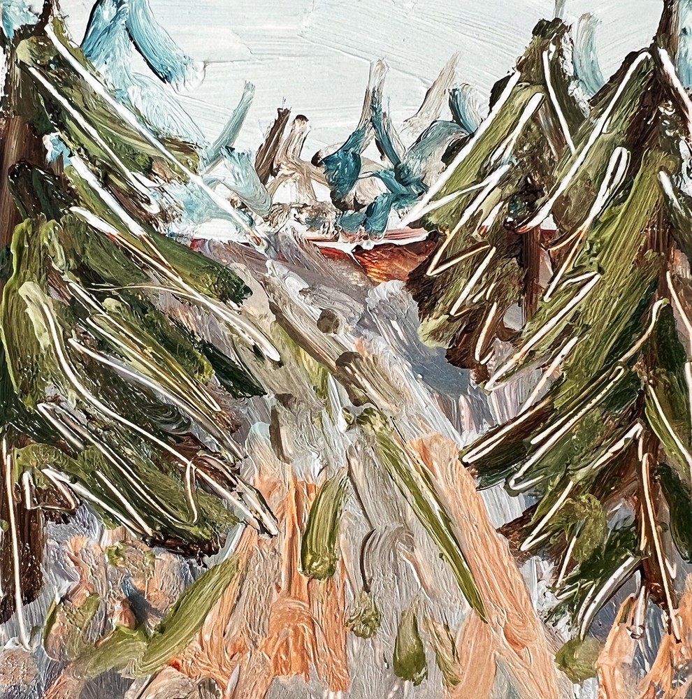 Pinery Oil Painting Abstract Winter Landscape Pines Artwork Holidays Wall Decor