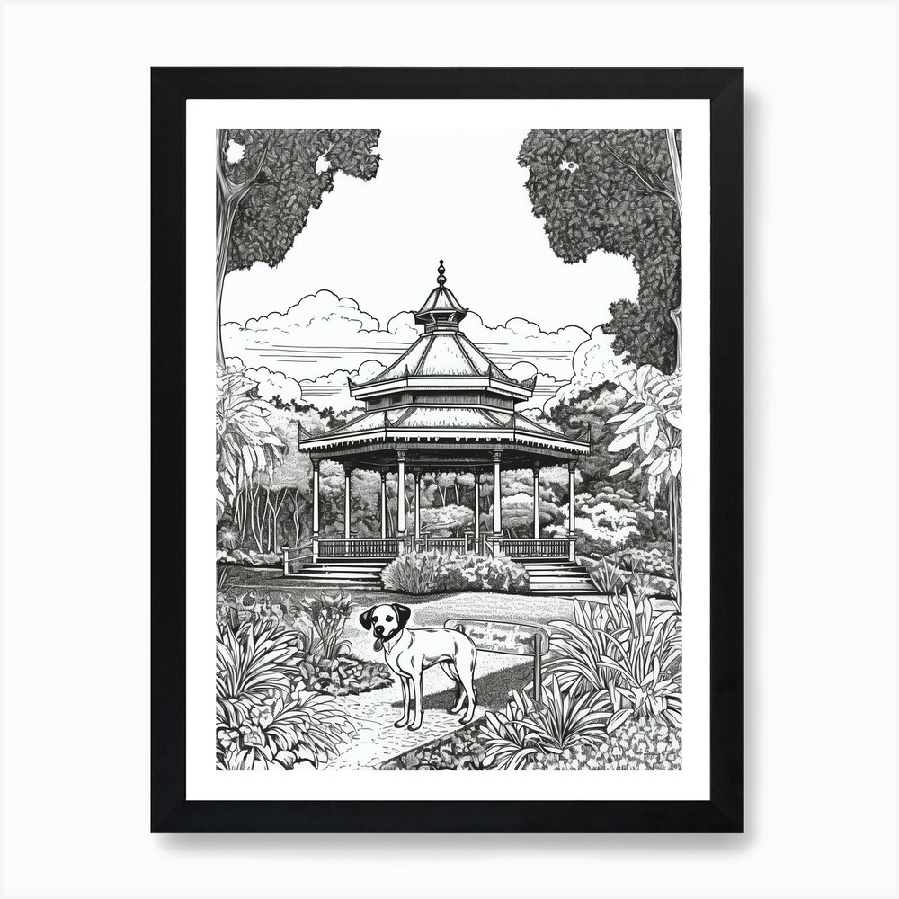 Royal Botanic Garden Dog Art Framed Canvas Wall Print