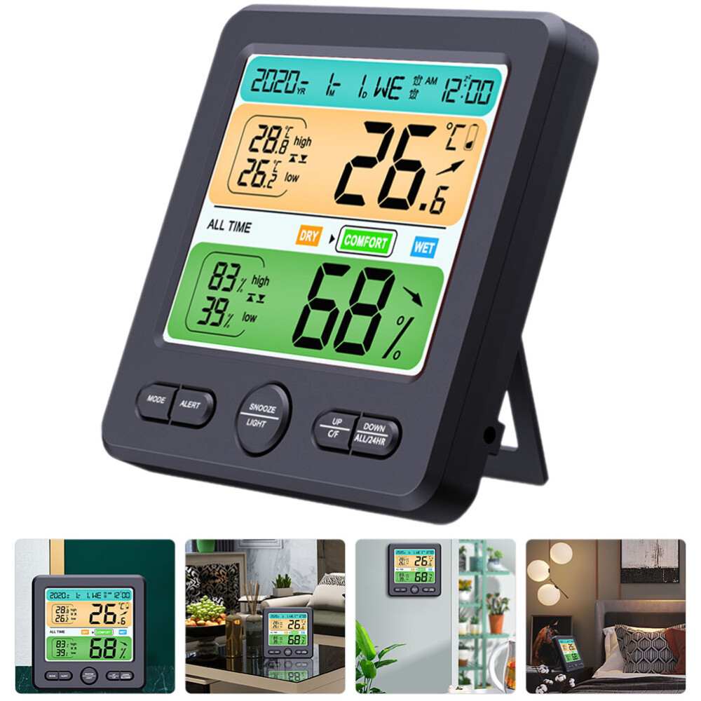 Hygrometer Clock Digital Temperature Gauge Indoor Thermometer