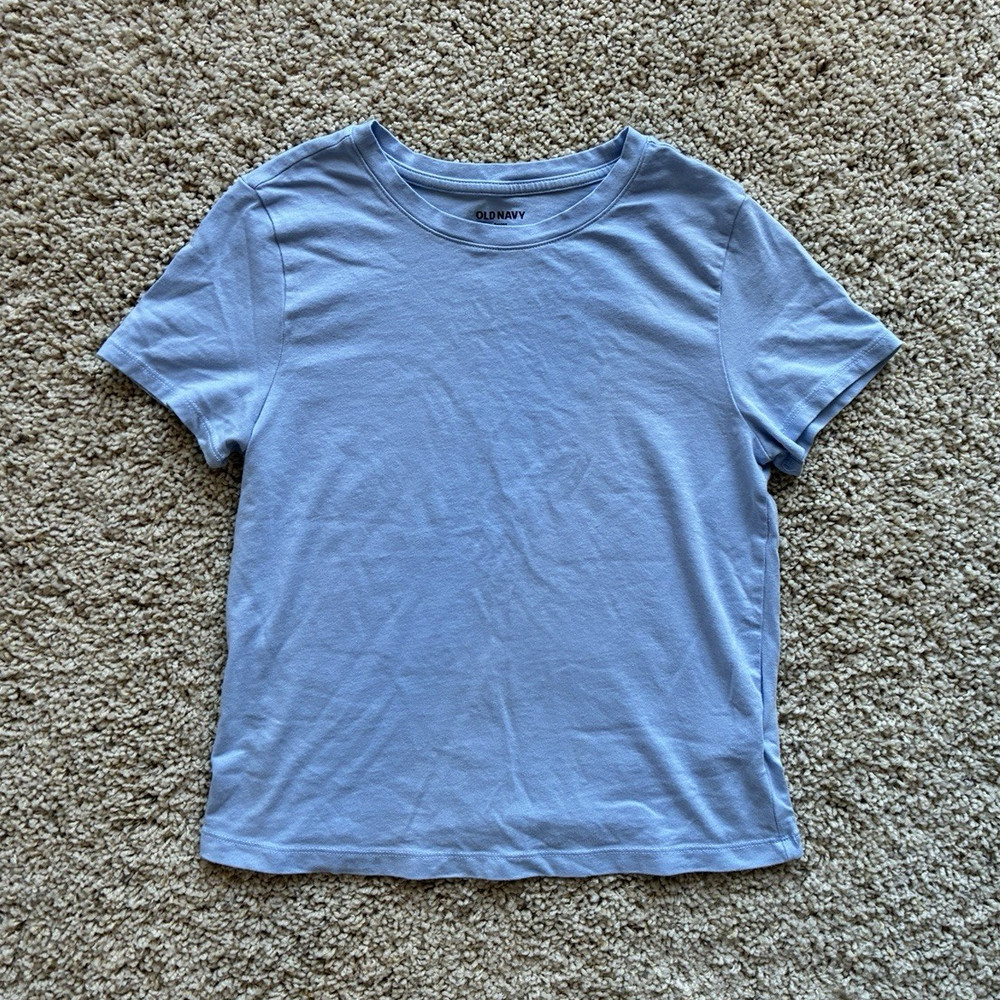 Old Navy Women’s Blue Crew Neck Short Sleeve Solid Knit Tee Shirt Size S Casual