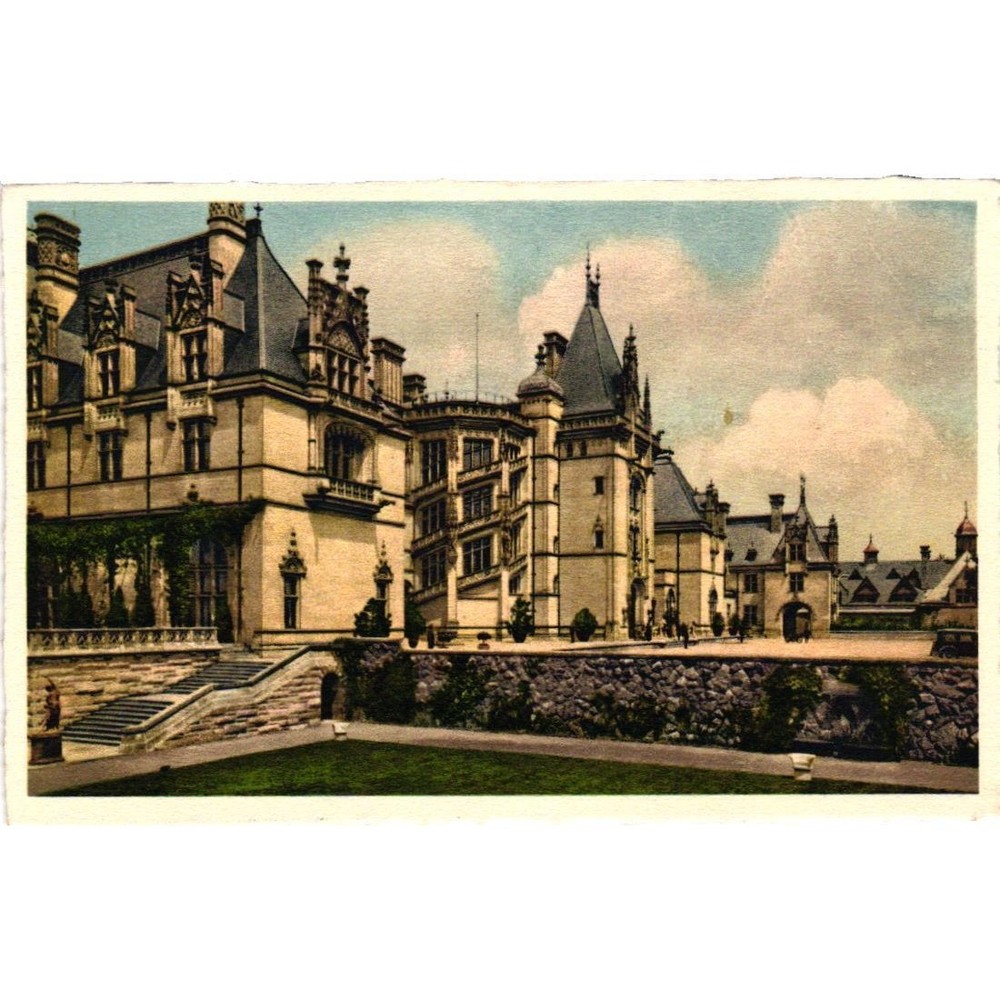 Vintage Biltmore House Postcard Italian Garden Asheville NC Linen Unposted 8