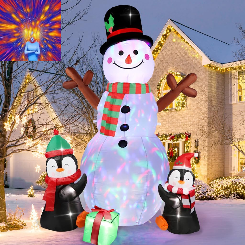 6Ft Christmas Inflatables Christmas Decorations Outdoor, Inflatable Snowman Peng