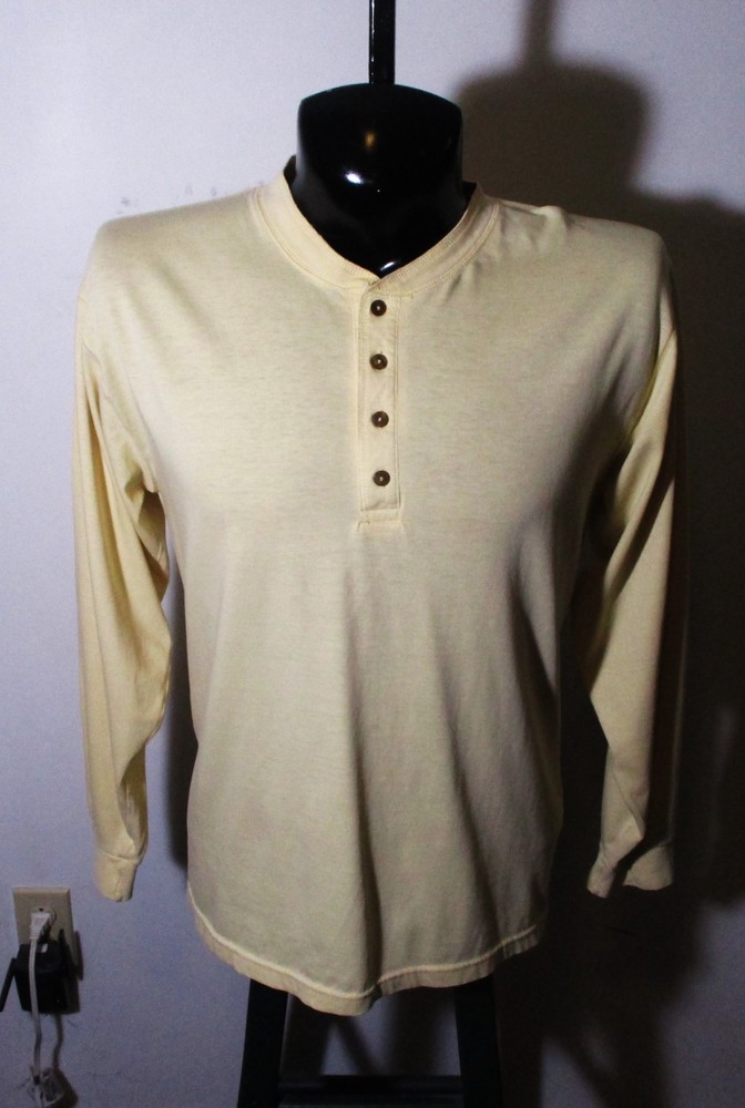 L.L. BEAN Maze Beige Long Sleeve Henley Shirt Men's Size M Reg.