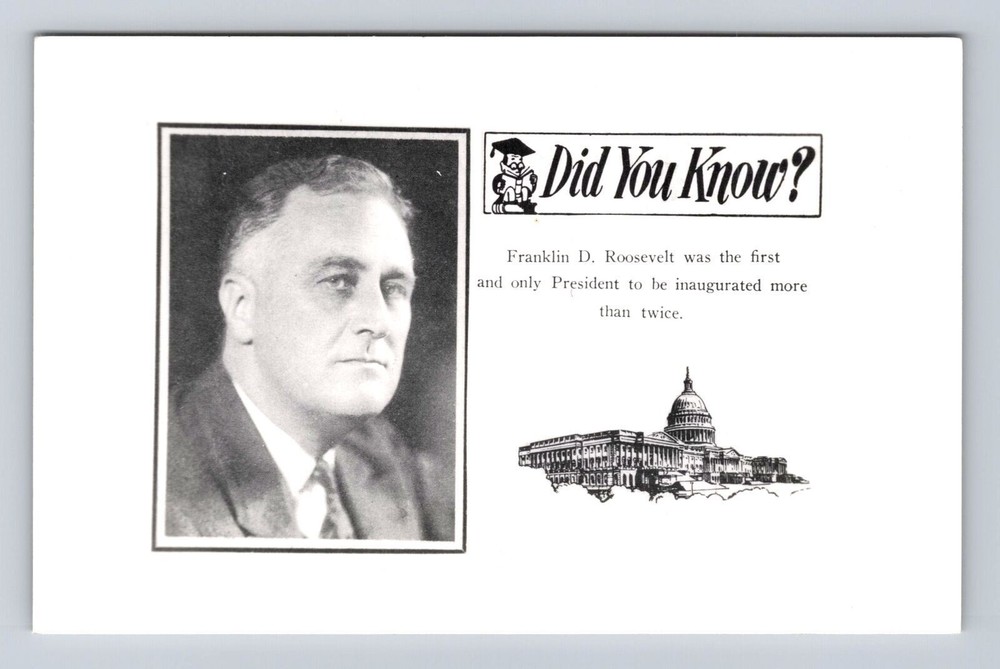 Franklin D Roosevelt, President, Portrait, Antique Vintage Souvenir Postcard
