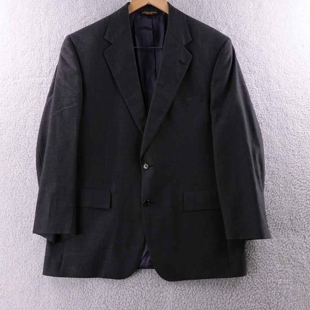 Vintage Brooks Brothers Mens 42R Dark Gray Wool Suit Blazer Sport Coat USA