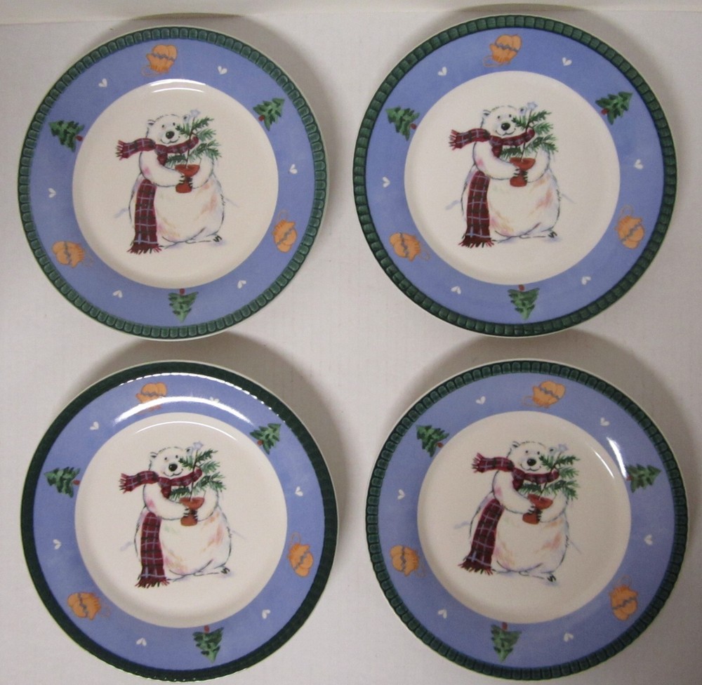 Pfaltzgraff Snow Bear Christmas Accent Salad Dessert Luncheon Plate Mitten Tree-image