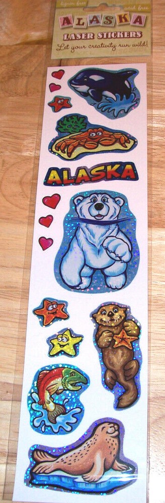 Acid Free Alaska scrapbook Sticker set - Alaska Sea animals, polar bear, otters-image