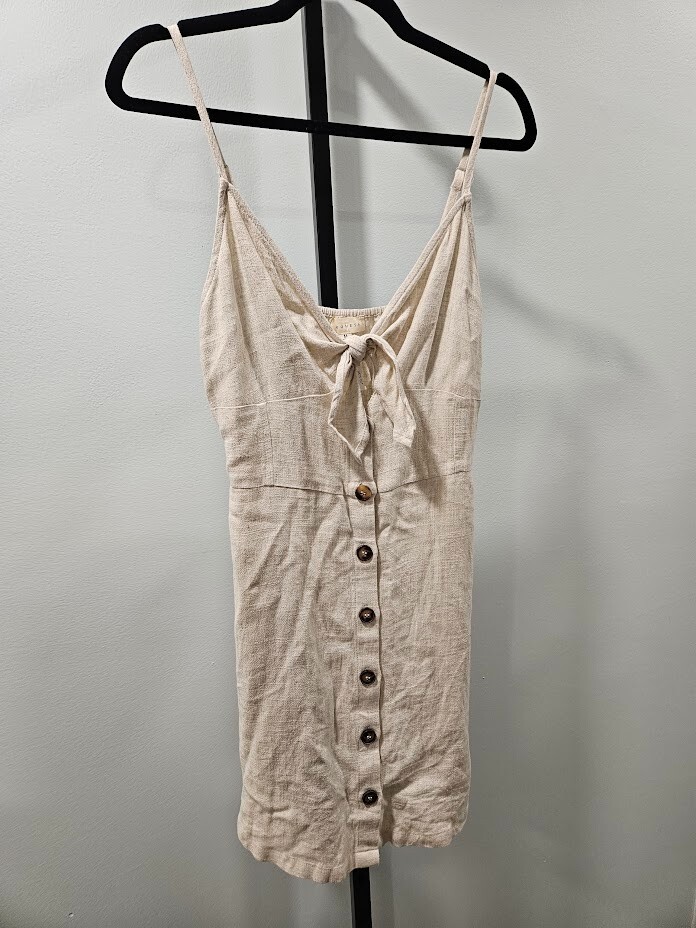 Promesa Juniors Beige Button Front Mini Dress Size M for Beach Vacay