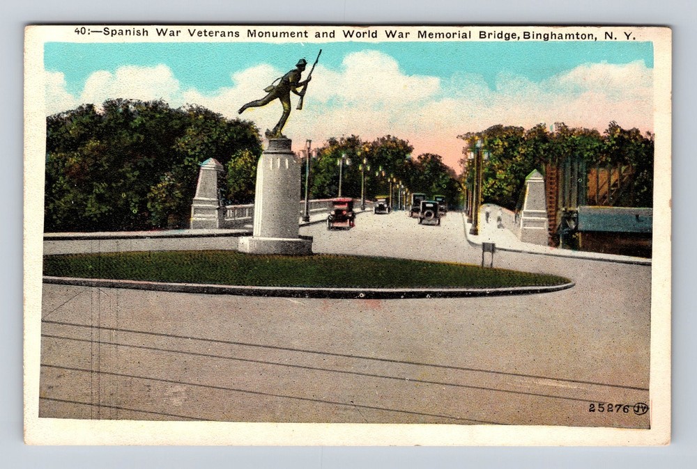 Binghamton NY-New York Spanish War Veterans Monument Memorial Vintage Postcard