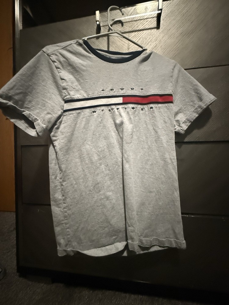 Tommy Hilfiger Gray Logo Short Sleeve Crew Neck Cotton Men's T-Shirt