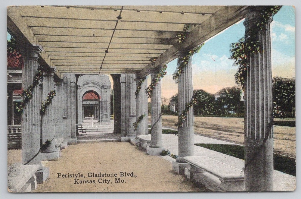 Kansas City MO Peristyle Gladstone Blvd Max Bernstein Vintage Postcard