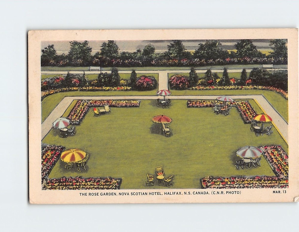 Postcard Rose Garden Nova Scotian Hotel Halifax Nova Scotia Canada