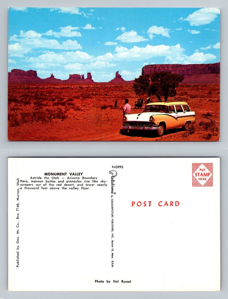 Monument Valley, UT-Utah, Red Desert Buttes Arizona Boundary Vintage Postcard