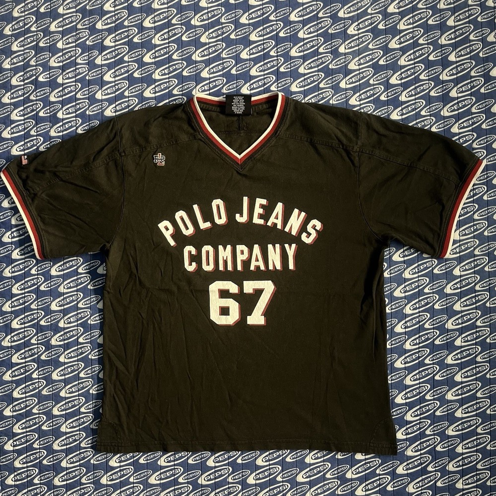 Vtg 90s Polo Jeans Co Ralph Lauren Womens Logo Black Short Sleeve Shirt Sz M 67