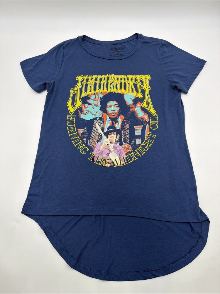 Rockin Artwork T-shirt Women L Blue Graphic Print Logo .#43929