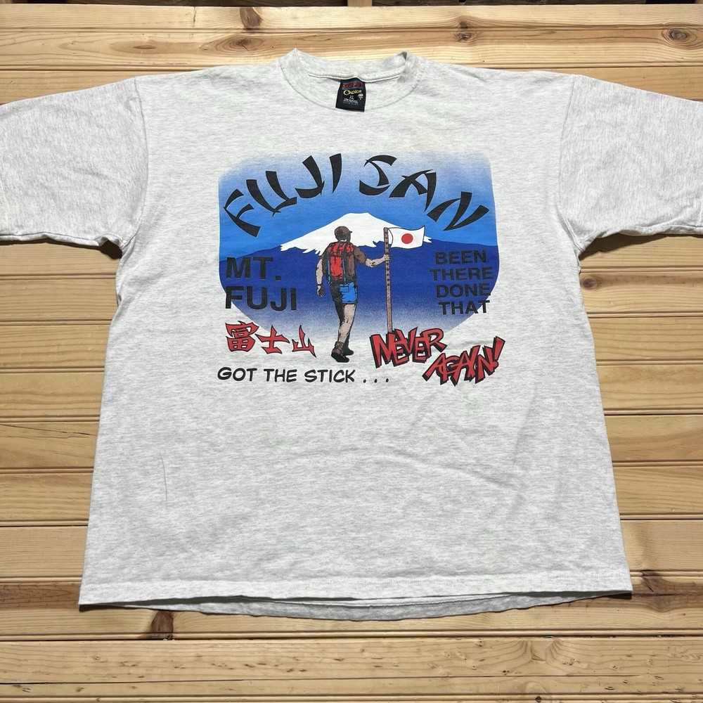 Vintage 90s Mount Fuji Got The Stick Graphic Art Travel Shirt Size XL