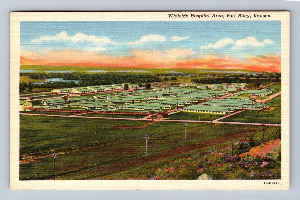 Fort Riley KS-Kansas Whitside Hospital Area Vintage Postcard Post