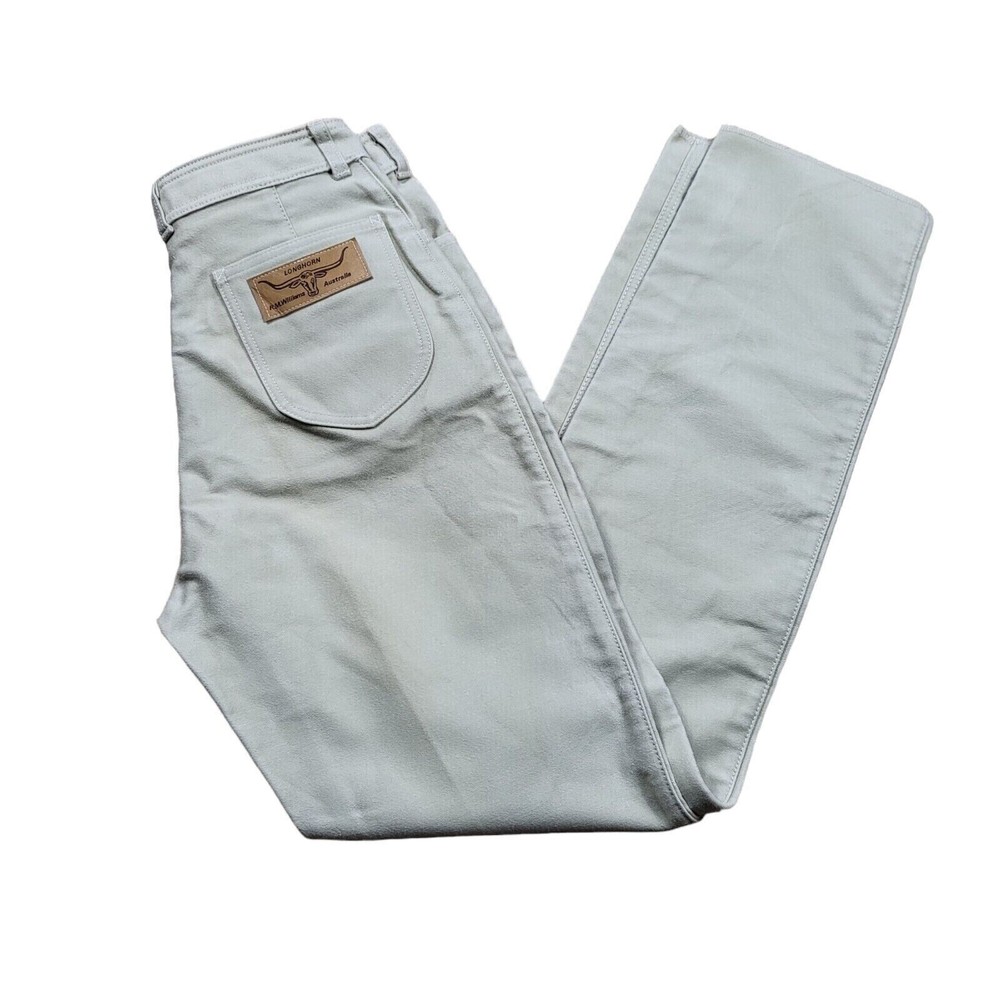 Longhorn Beige Canvas Shearing Jeans W29 L34 Regular Fit Workwear Outdoor Farm