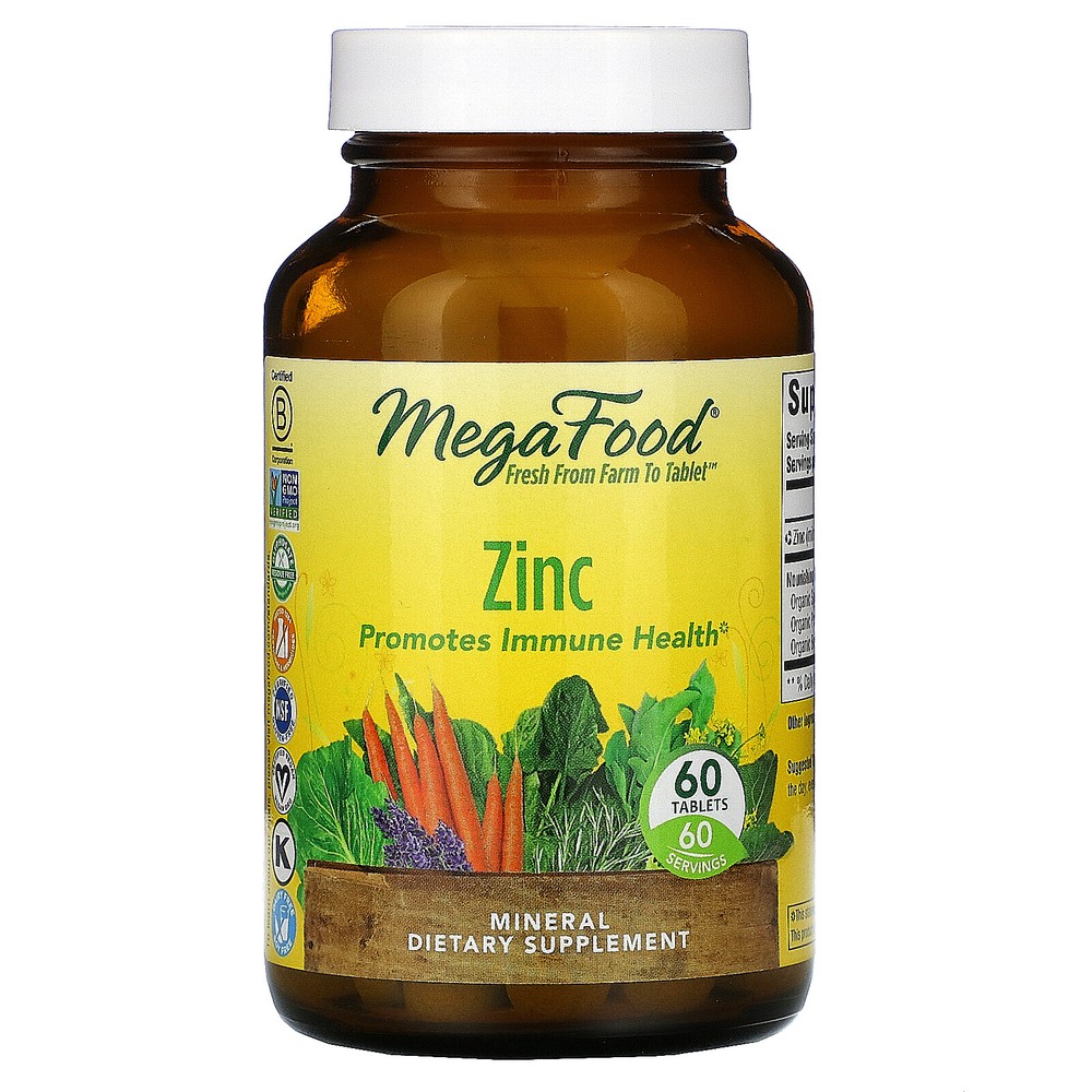 MegaFood- Zinc- Immune Health Support- Mineral and Dietary Supplement Vegan- 60