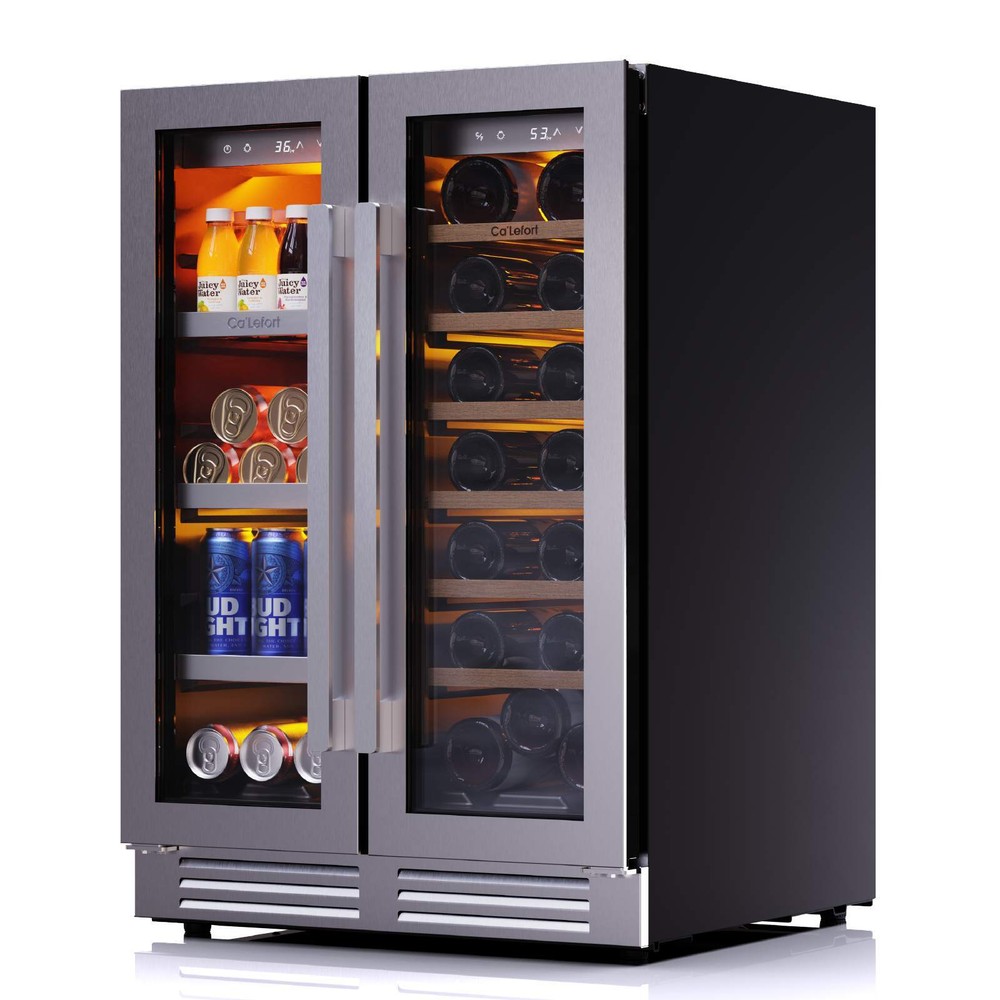 CaLefort 24 Inch 80 Can Freestanding Wine and Beverage Cooler Refrigerator