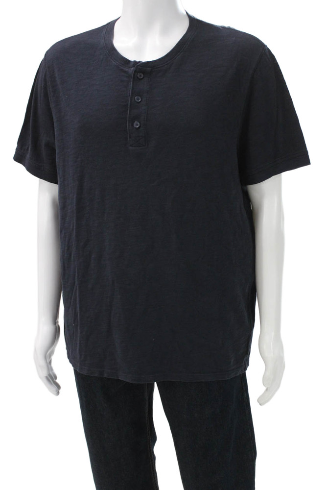 Vince Mens Black Cotton Henley Short Sleeve T-Shirt Size XLFree Shipping in US $100+ Orders | $6.95 Orders Below