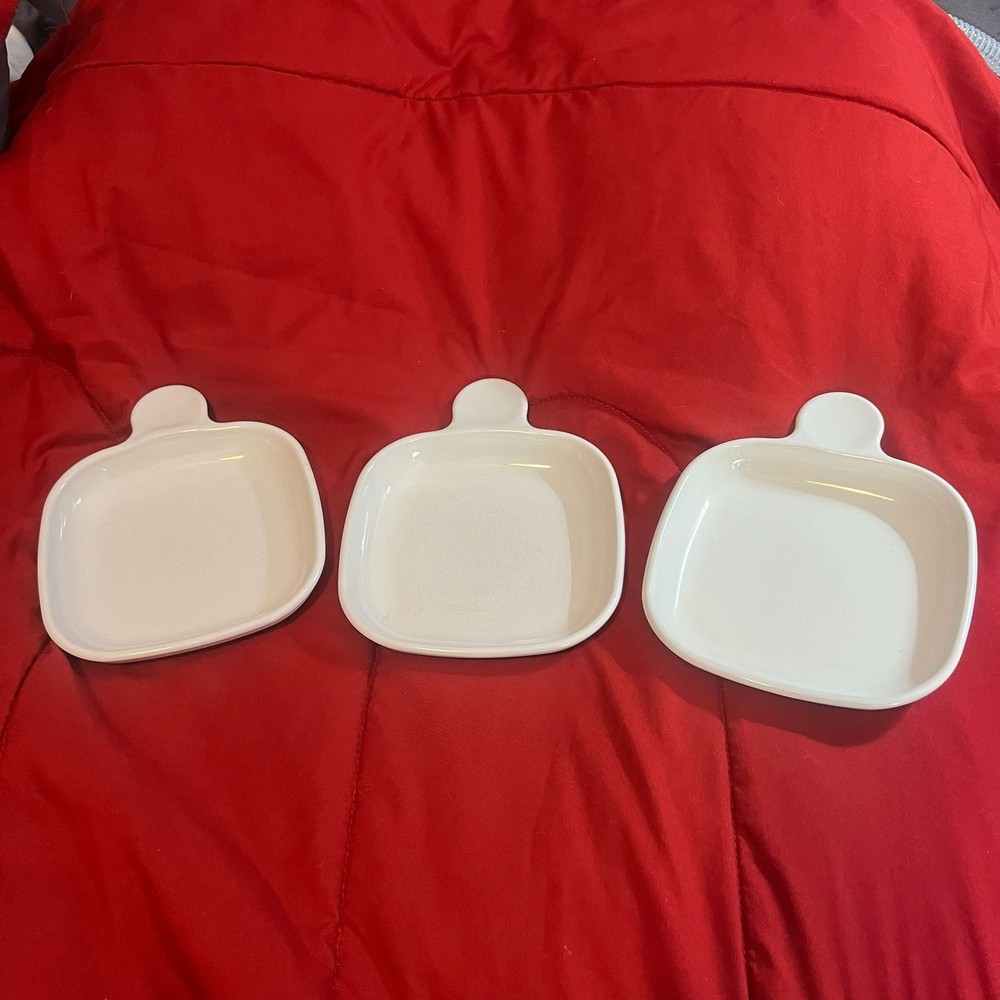 Set of 3 Vintage Corning Ware P-185-B Snack It Grab It Square 6-Inch Plates USA