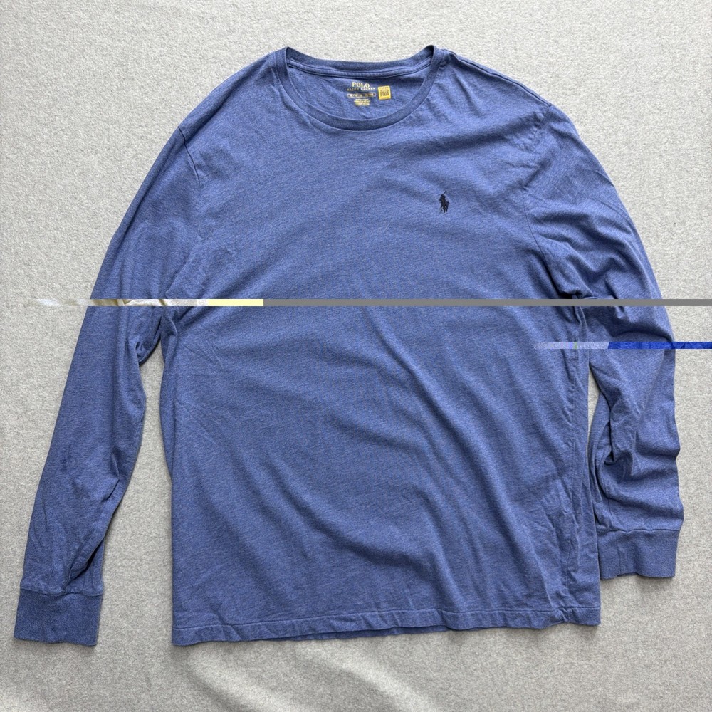 Polo Ralph Lauren Men's Long Sleeve T-Shirt Crew Heather Blue Cobalt Size XL