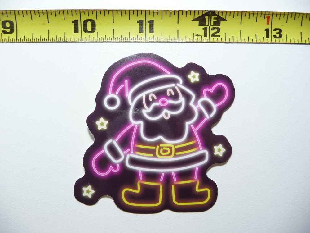 Vibrant Neon Santa Claus Sticker for Laptop Fun Christmas Decoration