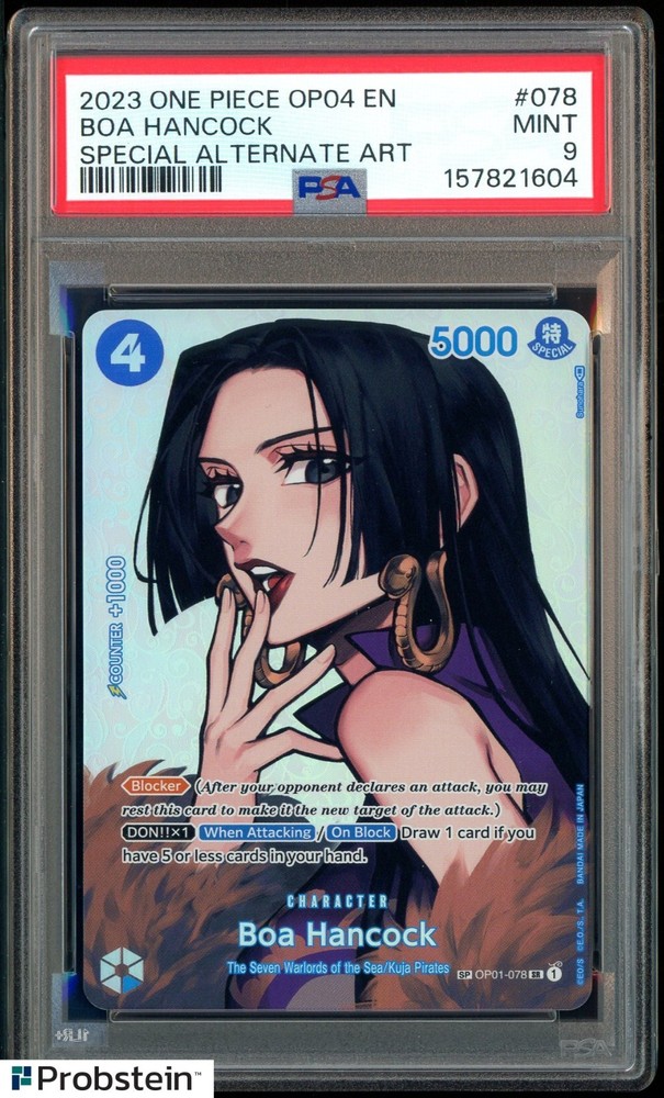 2023 One Piece OP04 EN Special Alternate Art #078 Boa Hancock PSA 9 MINTPROBSTEIN is actively accepting consignments !!