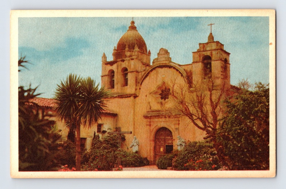 Postcard California Carmel CA Mission San Carlos 1940s Unposted