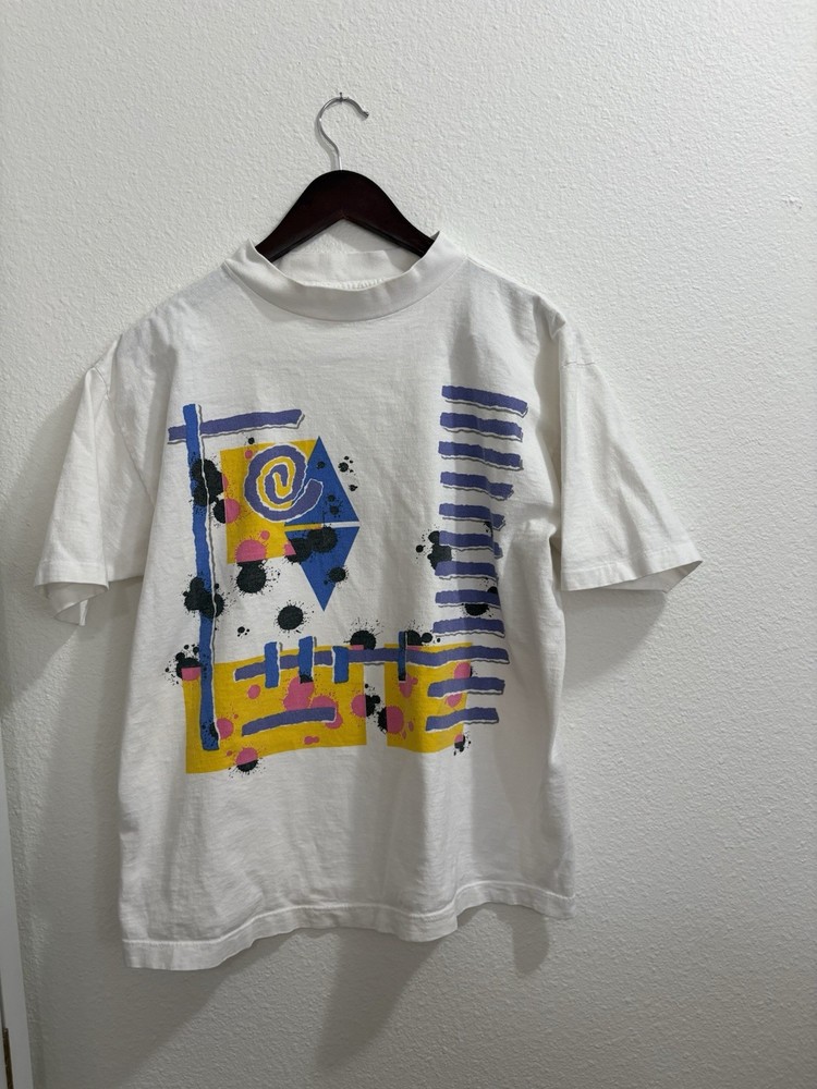 VTG 80s Bold Abstract Graphic Single Stitch T-Shirt Size Medium?-image