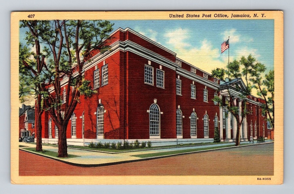 Jamaica NY, New York, United States Post Office, Antique, Vintage Postcard