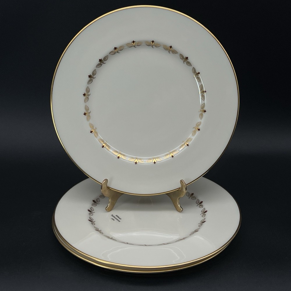 Lenox Romance Rosebud And Gold Trim Set Of 3 Salad Plates 8 3/8” Made In USA