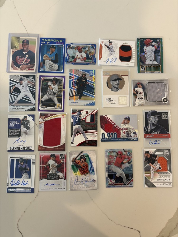 MLB Lot 20 Cards All Autos, Numbered, Patches, Rookies, Relics
