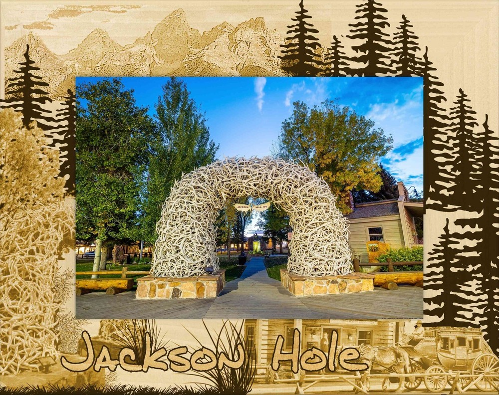 Jackson Hole Wyoming Laser Engraved Wood Picture Frame Landscape (4 x 6)