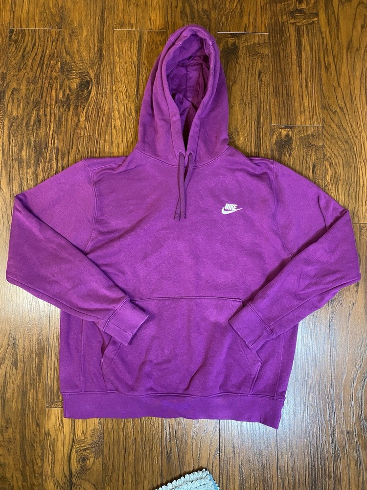 Nike Sportswear Hoodie Womens L Purple Pullover Fleece Sweatshirt Distressed
