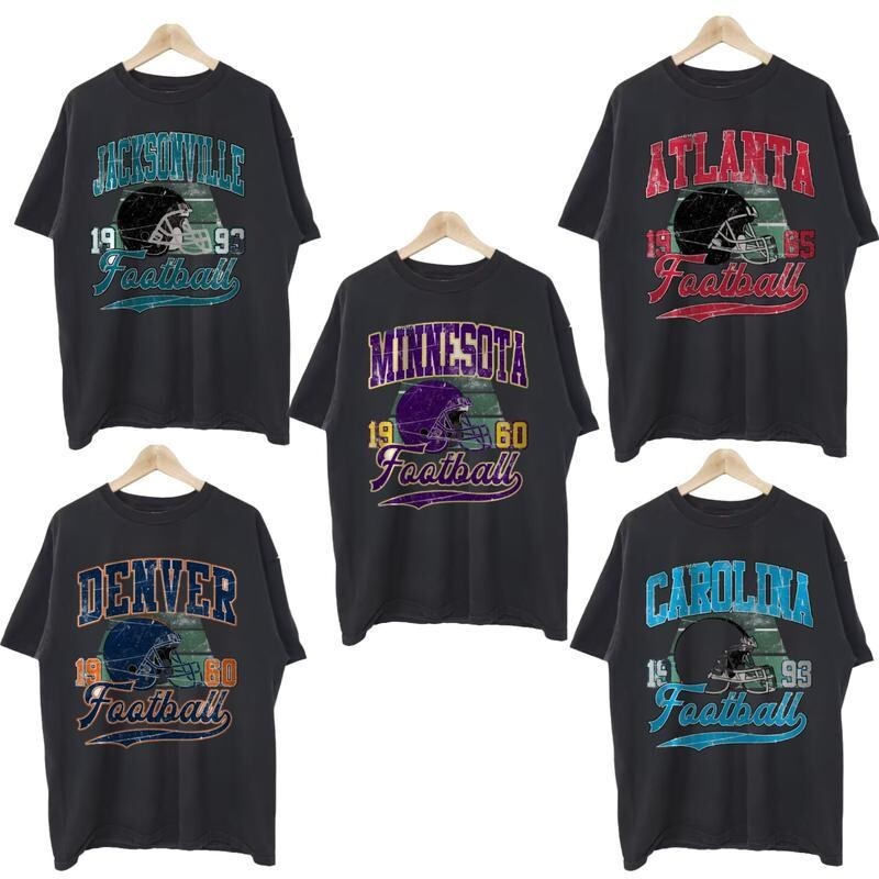 All Teams Vintage Football V27 Crew Neck T-Shirt, Men Football T-Shirt