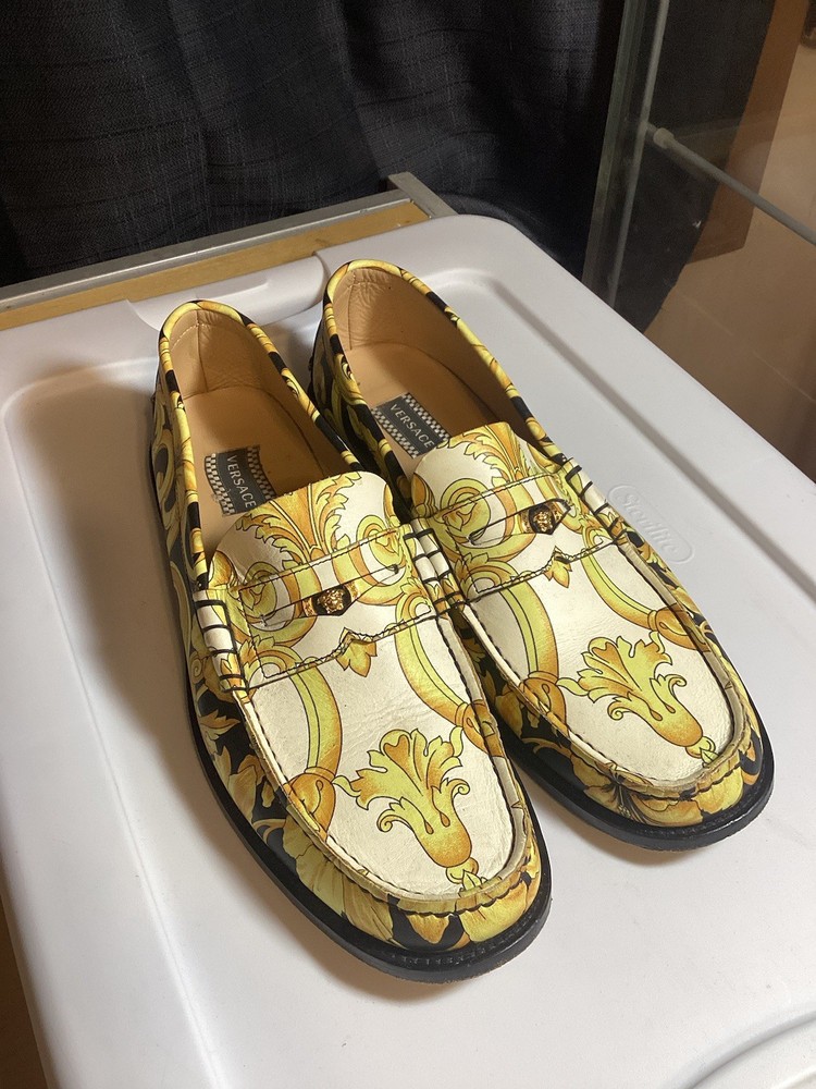 Versace baroque print loafers