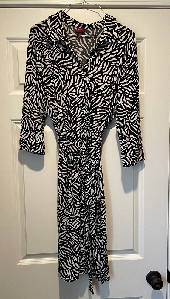Merona Women's Midi Shirt Dress Black White Belted Size XXL
