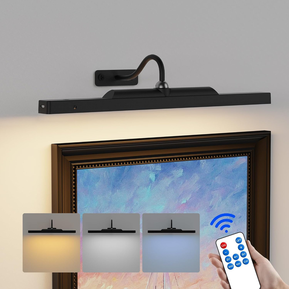 Dimmable Cordless Picture Light for Wall 16N, 5000Mah Rechargeable Battery Wall
