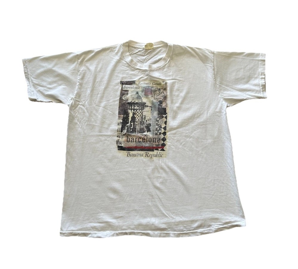 Vintage 90s Banana Republic Barcelona Graphic  Single Stitch Size XL Made in USA