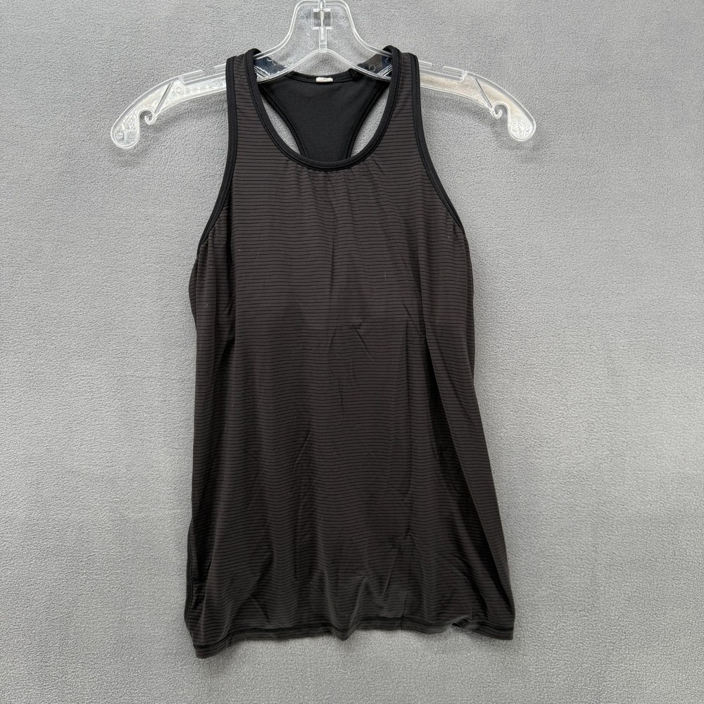 Lululemon Athletic Tank Top Womens Small Gray Black Ruche Adrenaline Racerback