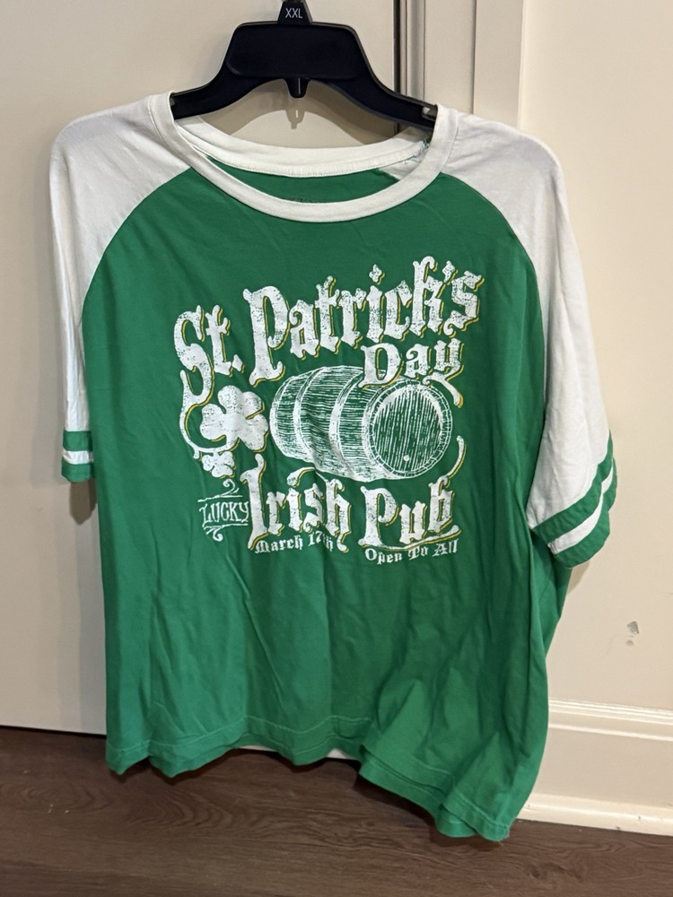 Lucky Brand St. Patrick's Day Irish Pub Graphic Raglan Tee Green/White 2XL