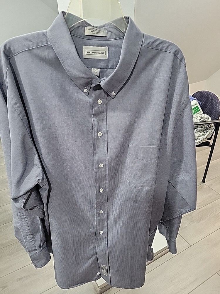 Big Mens Blue Shirt By Alexander Lloyd Button Down Collar Size 19 34/35