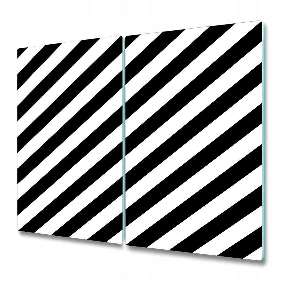 Glass Worktop Kitchen Chopping Board Diagonal Stripe Black and white stripes