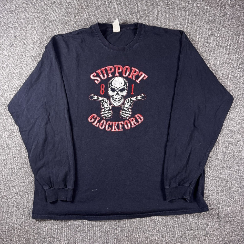 Vintage Support 81 Hells Angels Shirt Mens 2XL Black Glocklord Biker Y2K