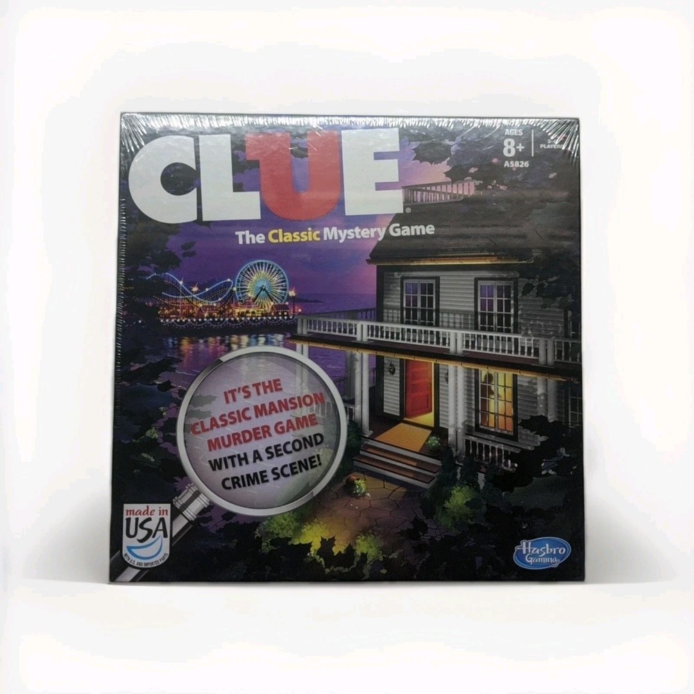 Clue Board Game With Second Crime Scene Mansion & Boardwalk 2013 Hasbro Complete