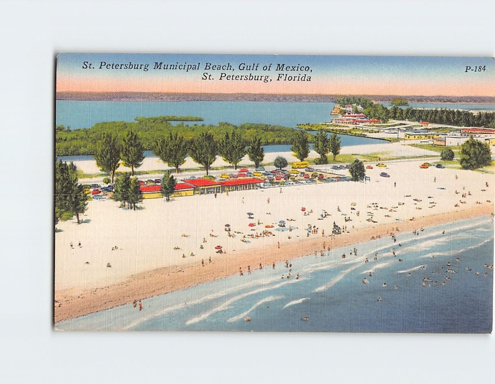 Postcard St. Petersburg Municipal Beach Gulf ox Mexico St. Petersburg FL USA