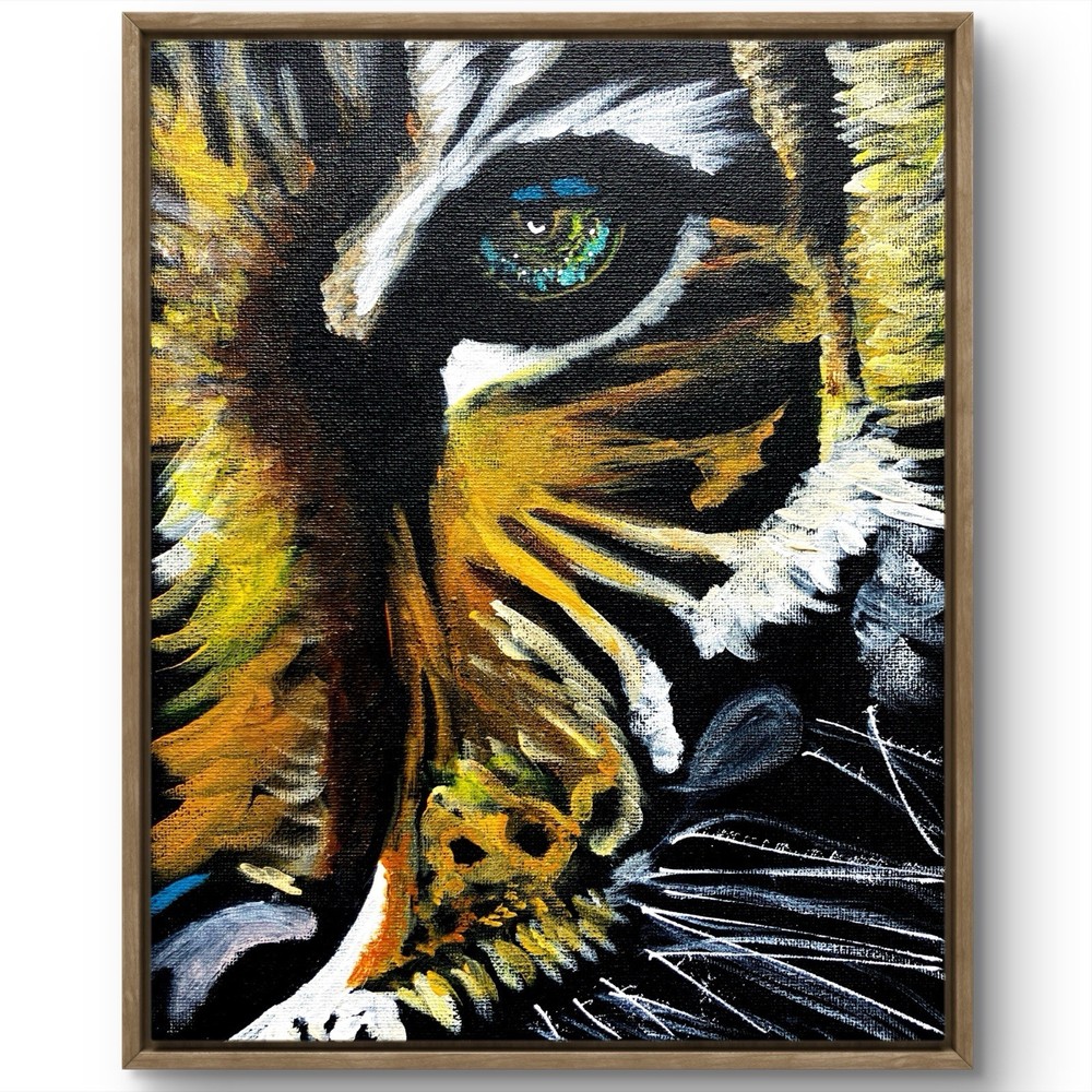 TITA PAINTZ Tiger Portrait Closeup Original Hand Painted Wall Art 8x10 Canvas